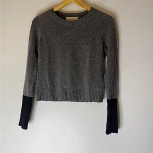brochu walker Wool Cashmere Sweater Gray Black Color Block Sleeve Small